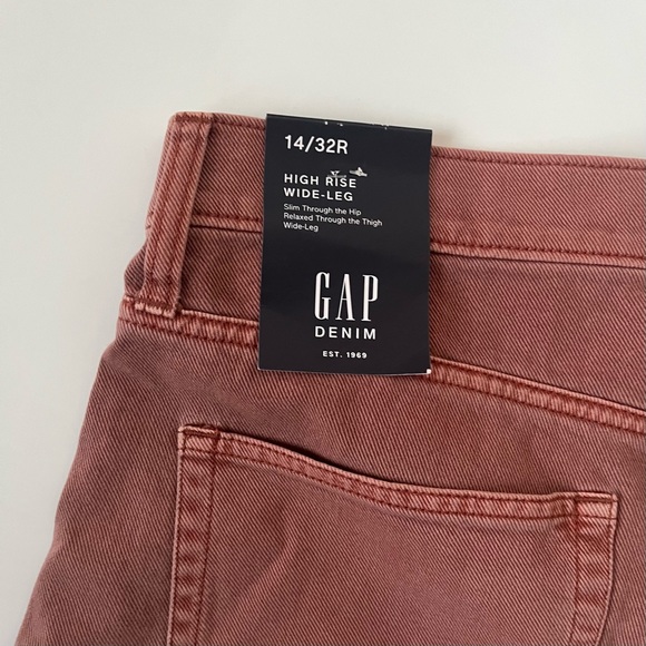 Gap High Rise Wide Leg Jeans in Cedar Wood Red Rust 32R 14 - Picture 6 of 10